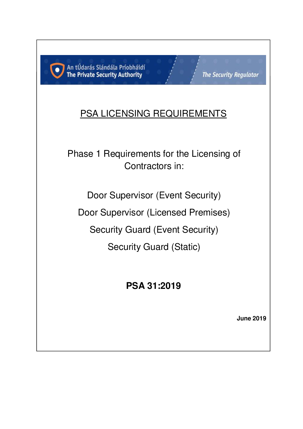 PSA Licensing Requirements