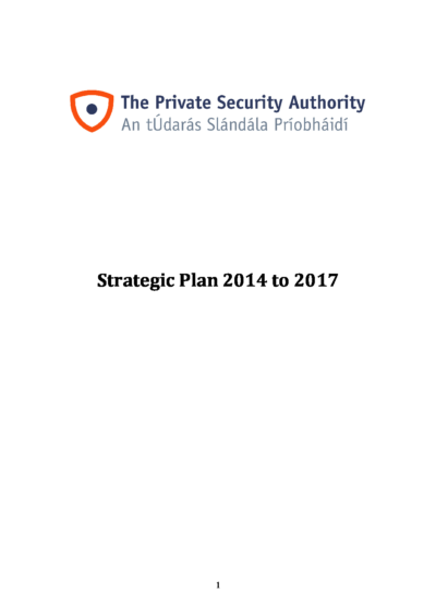 This is an image of the Private Security Authority Strategic Plan 2014-2017