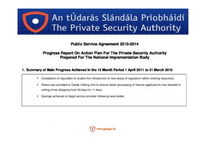Public Service Agreement Progress Report March 2012
